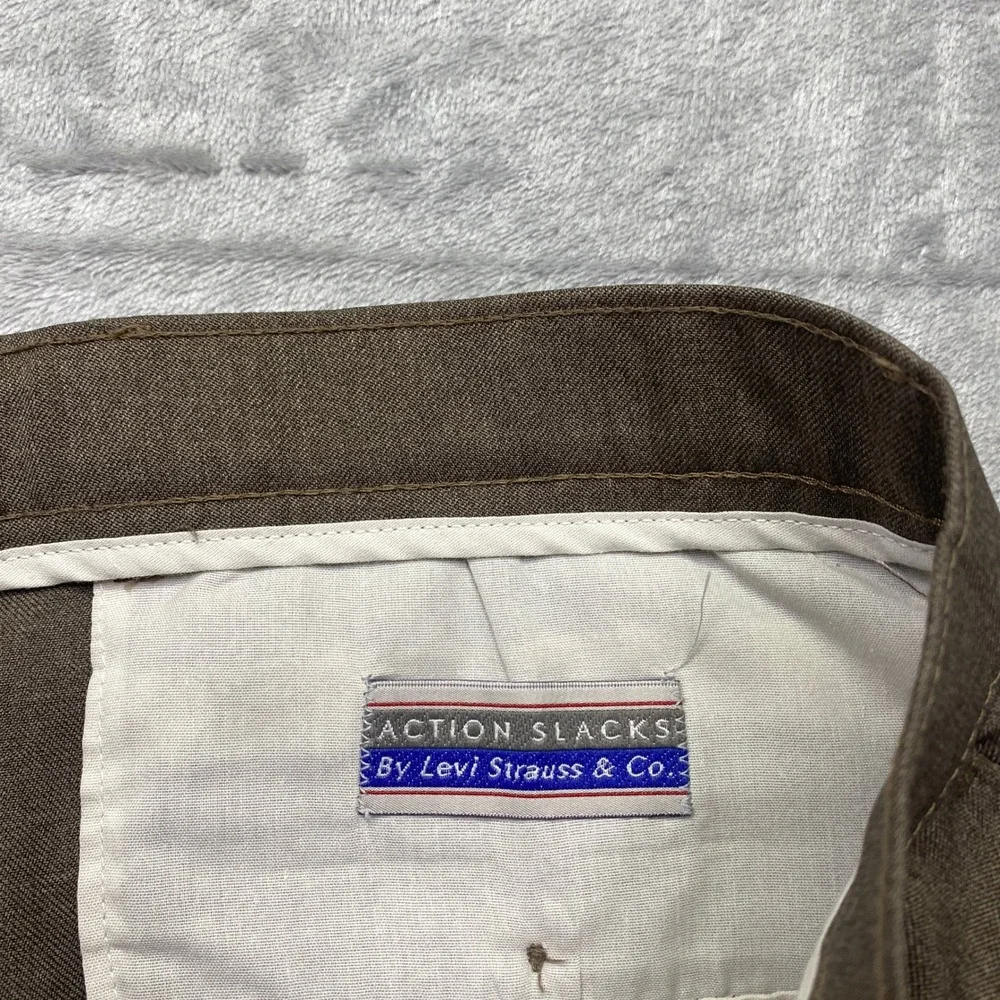 VTG Levi's Action Slacks Flat Front Dress Pants Brown Sz 36 Fits 34